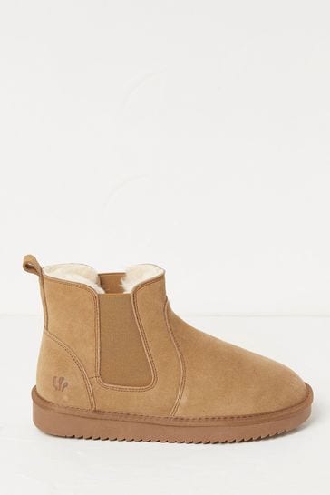 FatFace Brown Mabel Mini Suede Chelsea Boots
