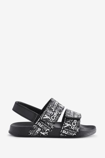 Calvin Klein Black Aop Velcro Sandals