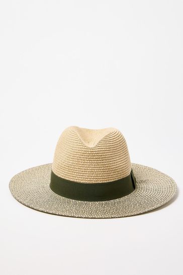 Oliver Bonas Green Twist Bow Fedora Hat