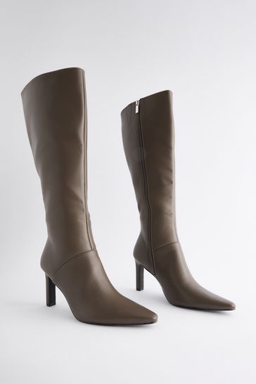 Buy Taupe Forever Comfort Knee High Heeled Boots from Next Bahrain