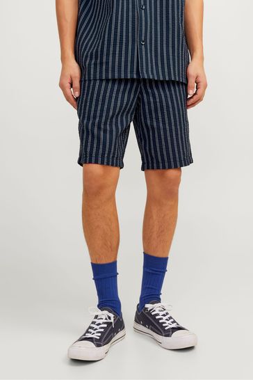 JACK & JONES Blue Seersucker Stripe Summer Shorts