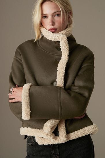 Khaki aviator coat online