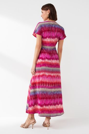 ONLY Pink Printed Short Sleeve Button Through Maxi Dress