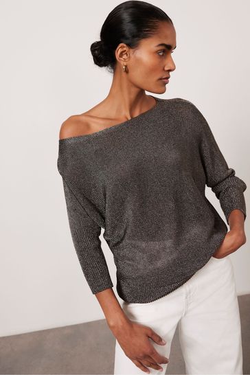 Mint Velvet Brown Metallic Batwing Jumper