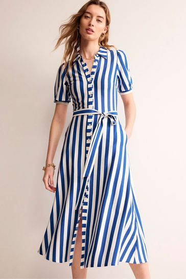 Boden Blue Petite Libby Jersey Midi Shirt Dress