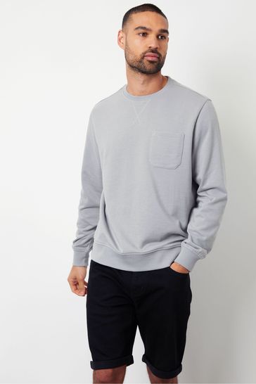 Threadbare Grey Crew Neck Sweatshirt with Pocket