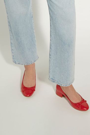 Dune London Red Hollies Block Heel Ballerina Style Shoes