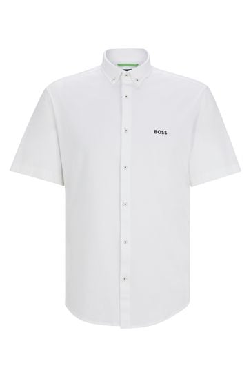 Buy BOSS White Regular Fit Shirt in Cotton Pique Jersey from Next Bahrain
