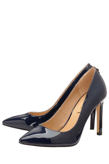 Blue patent court shoes on sale