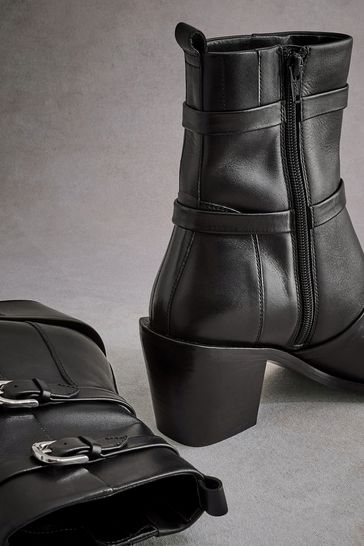 Black Tabitha Simmons Buckle Jenna Ankle Boots