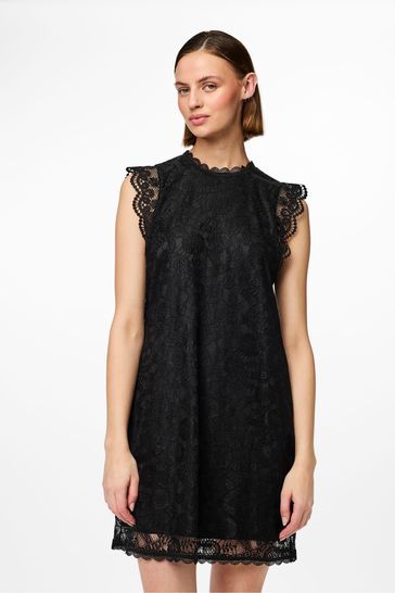 PIECES Black Lace Detail Dress