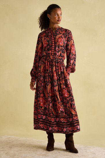 Floral button down maxi dress top