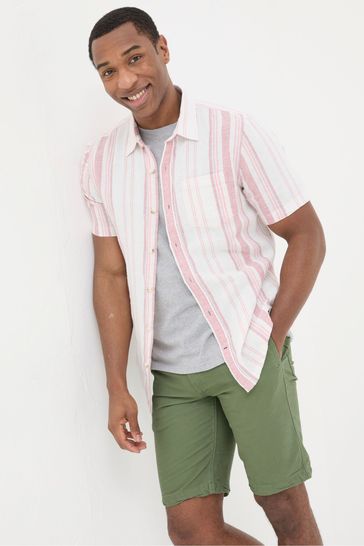 FatFace Pink Short Sleeve Danby Stripe Shirt
