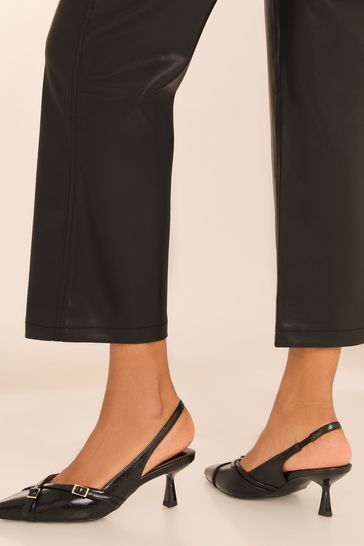 Lipsy Black Low Kitten Heel Buckle Work Court Shoe