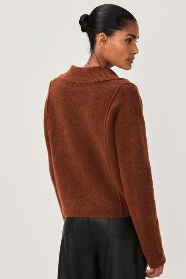 Buy Brown Rust Smart Collared Knitted Blazer Cardigan Jacket with Wool from Next Netherlands