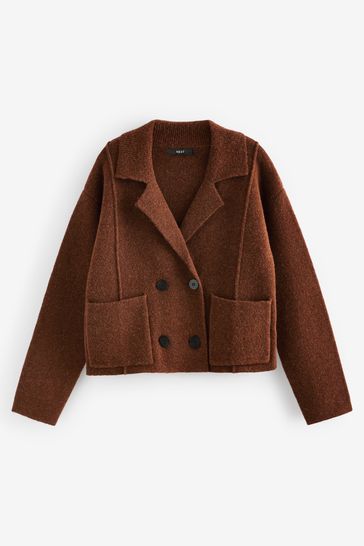 Buy Brown Rust Smart Collared Knitted Blazer Cardigan Jacket with Wool from Next Netherlands