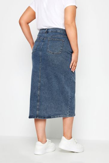 Buy Yours Curve Blue Midi Denim Skirt from Next United Arab Emirates