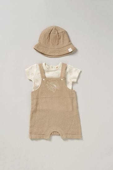 Homegrown Natural Print Dungaree Outfit Set