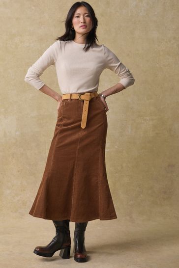 Brown cord skirt uk clearance