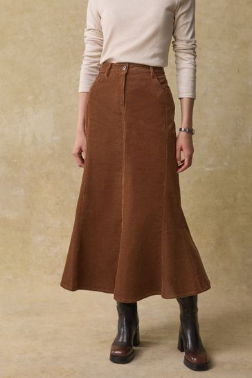 Buy Brown Cord Midi Skirt from Next Netherlands