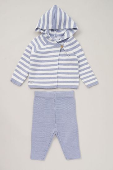 Rock-A-Bye Baby Boutique Blue Knit Cardigan and Trousers Outfit Set