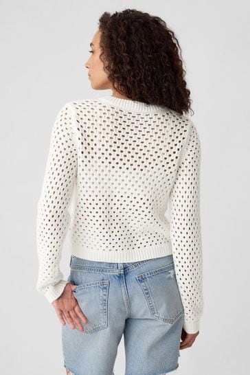 Buy Gap White Knitted Open Stitch Cardigan from Next Cyprus