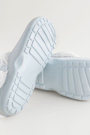 Buy Blue Womens Faux Fur Lined Clogs Slippers from Next Saudi Arabia