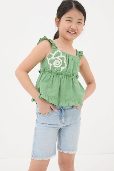 FatFace Green Floral Embroidered Cami Top