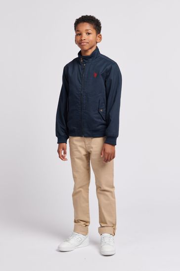 Buy U.S. Polo Assn. Blue Boys Cotton Twill Harrington Jacket from Next Denmark