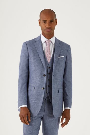 Skopes Blue Tailored Fit Jodrell Marl Tweed Suit Jacket