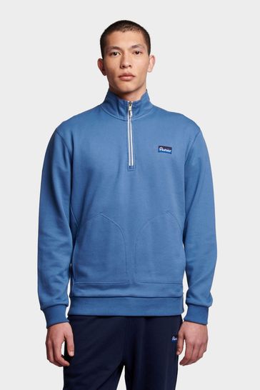 Penfield Mens Relaxed Fit Blue Washed Funnel Sweatshirt