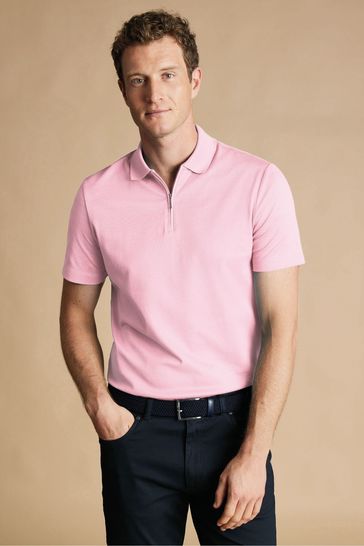 Charles Tyrwhitt Pink Cool Popcorn Polo Shirt