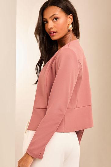 Lipsy Pink Cropped Collarless Blazer Jacket