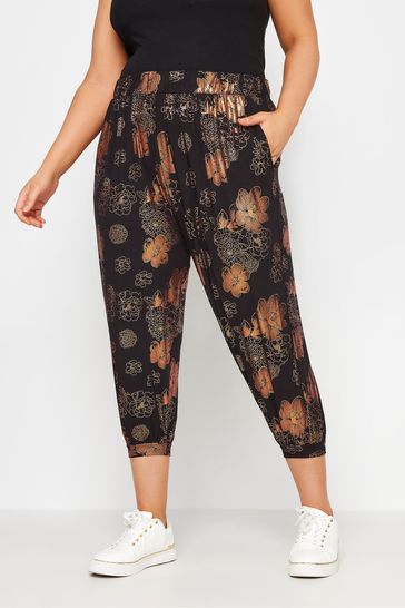 Buy Yours Curve Black Cropped Jersey Harem Joggers from Next Bahrain