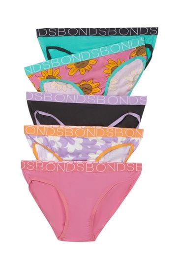 Pack de 5 braguitas de bikini con estampado de flores en rosa de Bonds