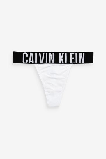 Calvin Klein White Logo High Leg Thong