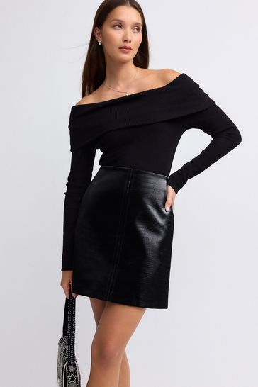 Faux leather mini skirt next deals