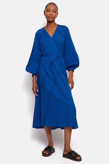 Buy Jigsaw Textured Cotton Belted Dress from Next Poland