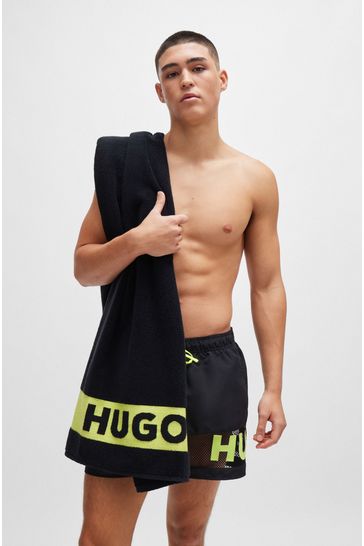 HUGO Black Beach Set With Swim Shorts, Bag and Towel