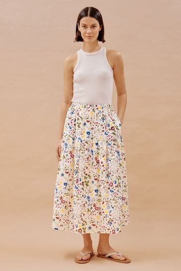 Albaray Cream Buttercup Pressed Floral Skirt