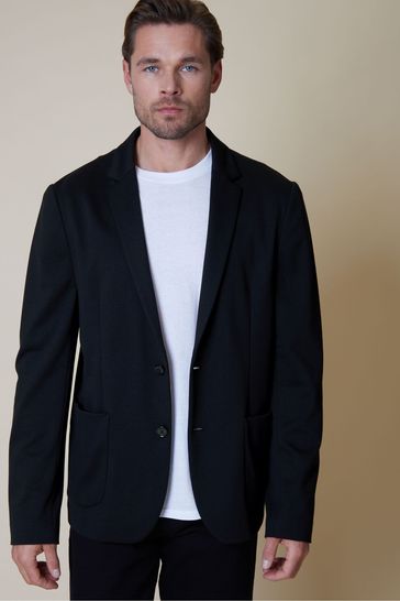 Threadbare Black Luxe Jersey Single Breasted Blazer