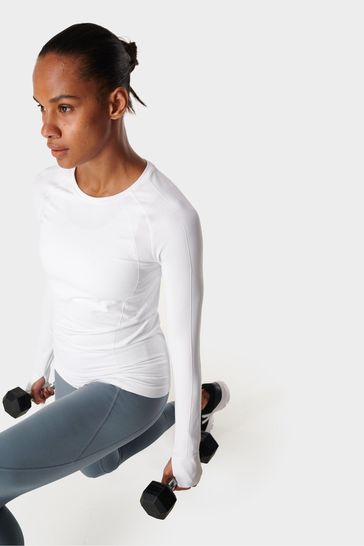 Buy Sweaty Betty White Athlete Seamless Workout Long Sleeve Top