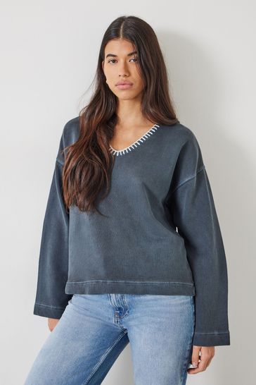 Hush Grey Ellison Contrast Stitch Sweatshirt