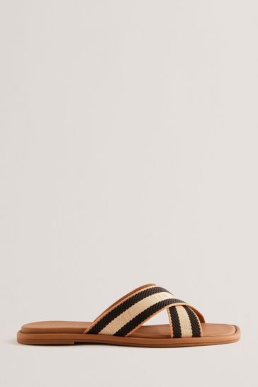 Ted Baker Brown Ashika Webbing Flat Sandals