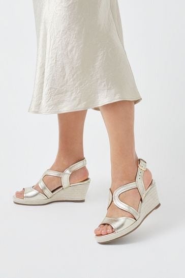 Radley London Gold Florence Close Metallic Wishbone Midi Wedges