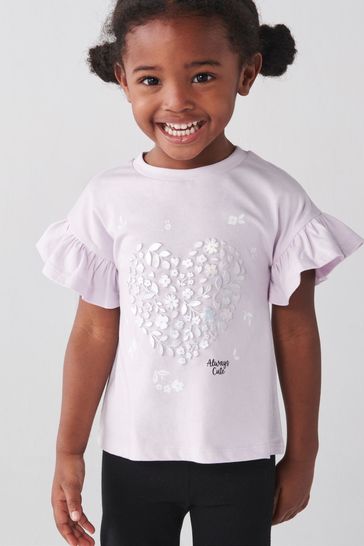 River Island Purple Mini Girls Heart Embossed T-Shirt