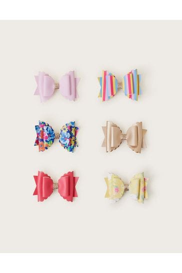 Monsoon Pink Bow Hair Clips 6 Pack