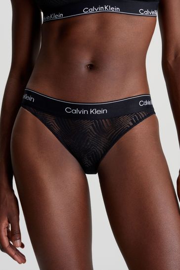 Calvin Klein Black Single Jacquard Bikini Knickers