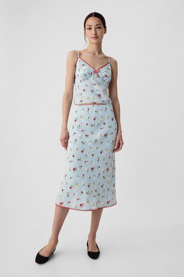 Gap Light Blue DOEN Floral Midi Skirt