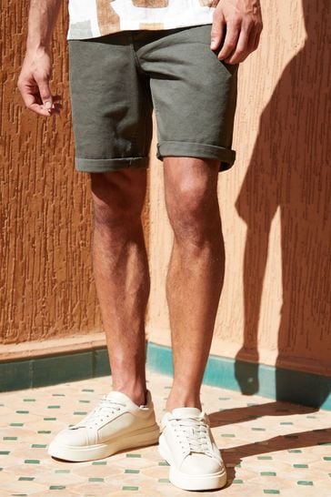 Buy Threadbare Khaki Overdyed Denim Shorts with Stretch from Next Bahrain